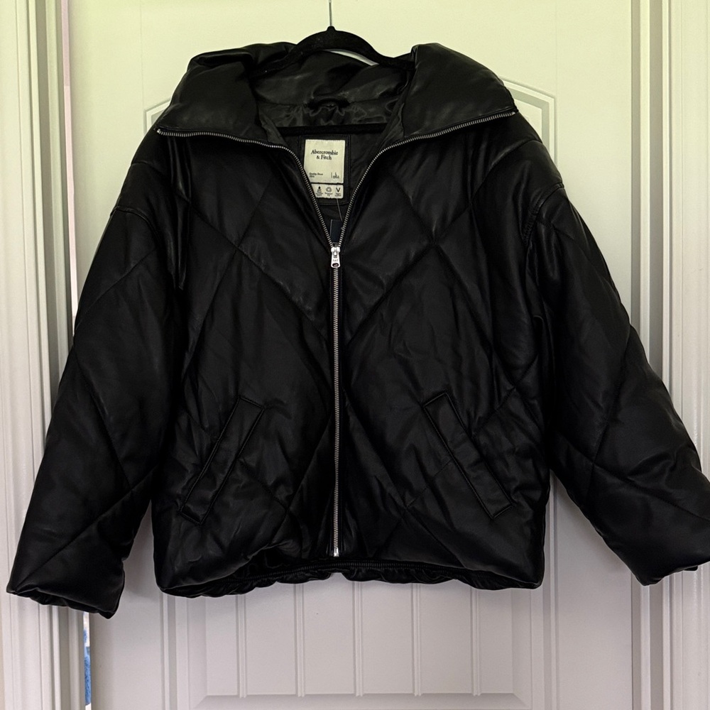 NWT Abercrombie & Fitch Black Vegan Leather Jacket